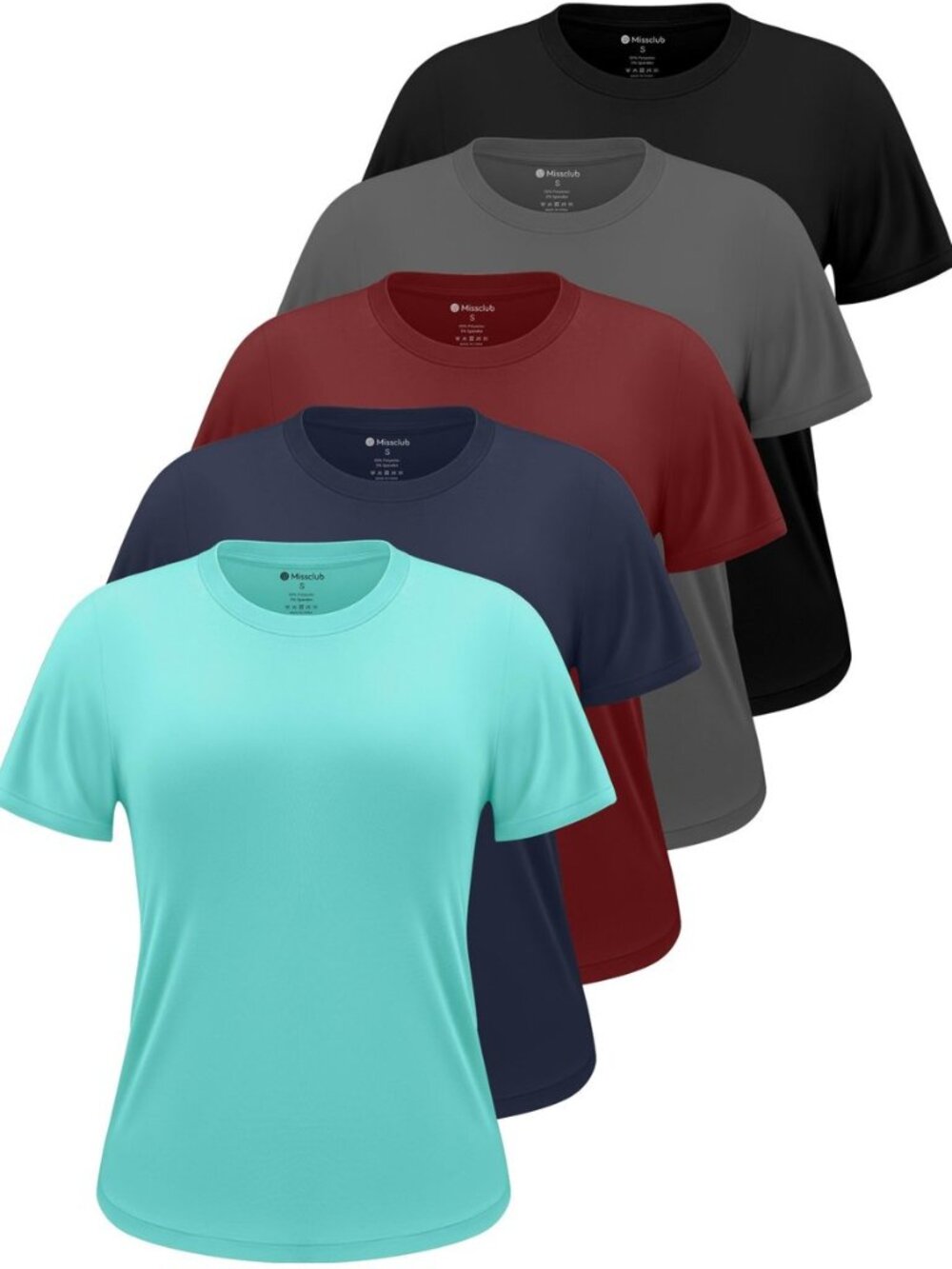 5 Pack Womens Shirts UPF 50+ Workout Tops Dry Fit Athletic Tee